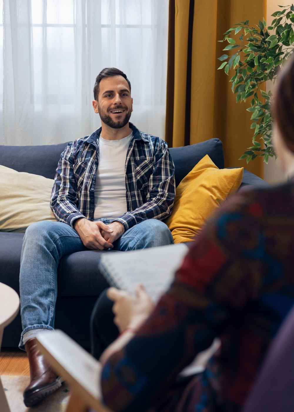 Man discussing cannabis dependence with a behavioral health counselor