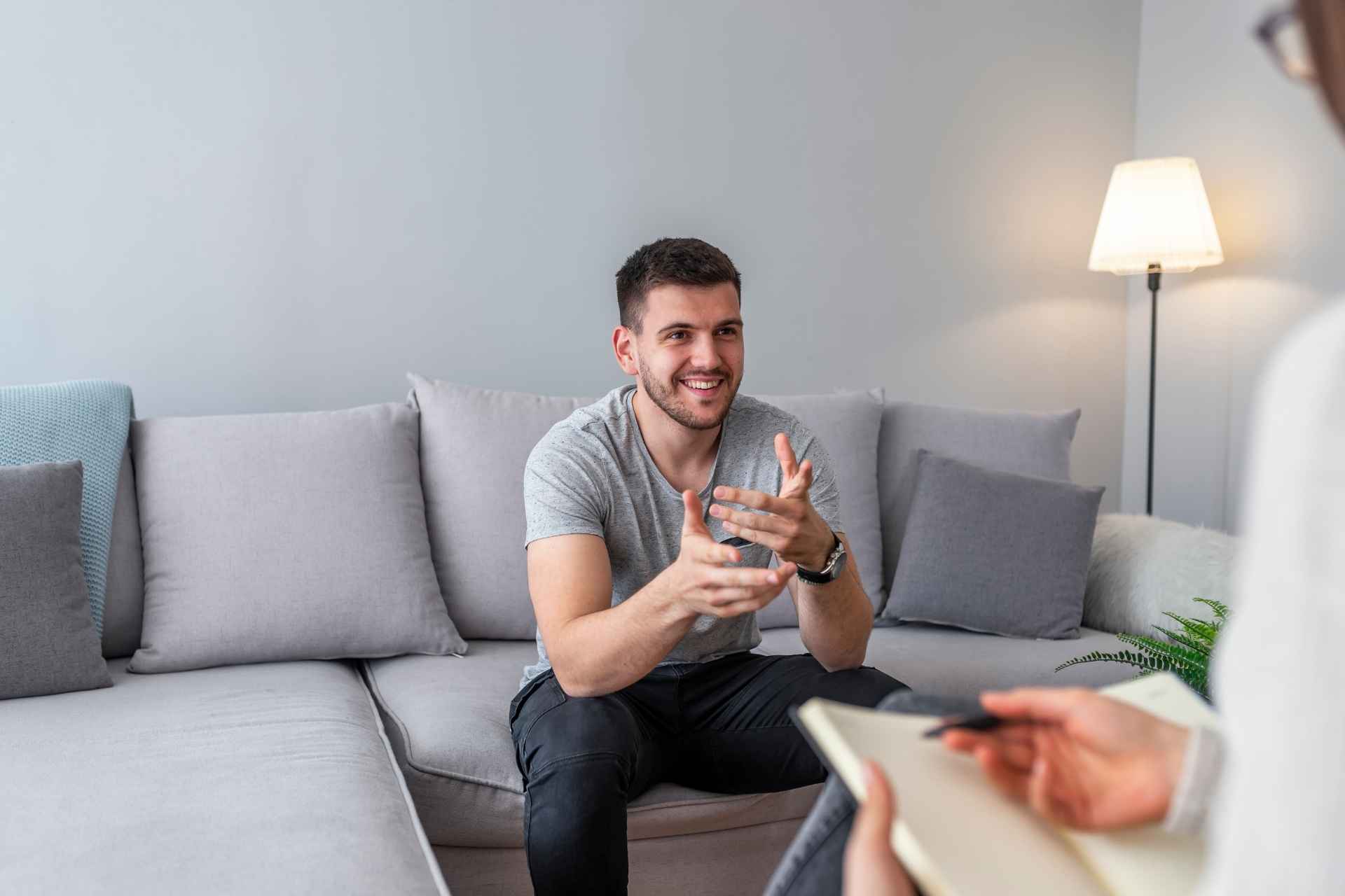 Man receiving therapy for Cannabis Use Disorder