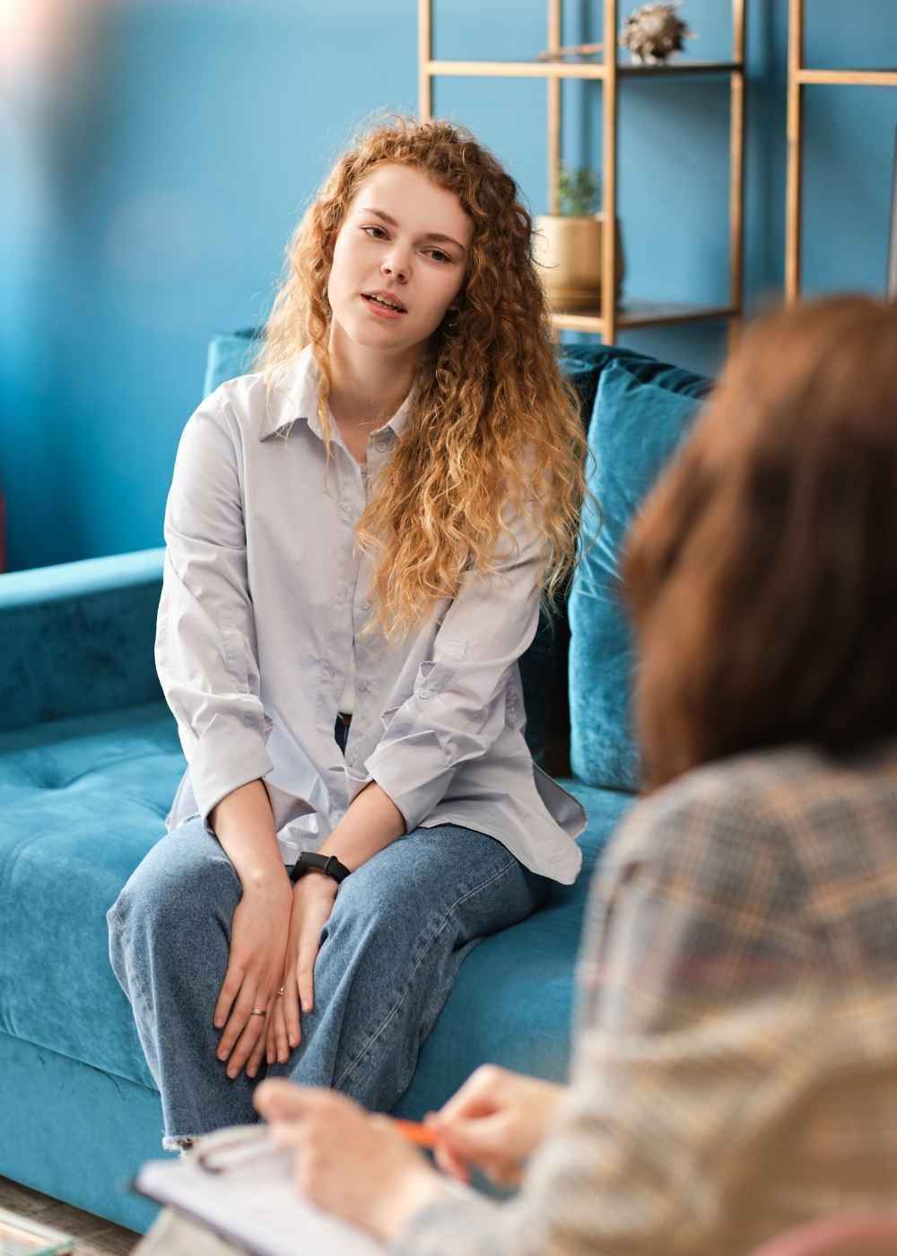 Young woman receiving counseling for marijuana addiction